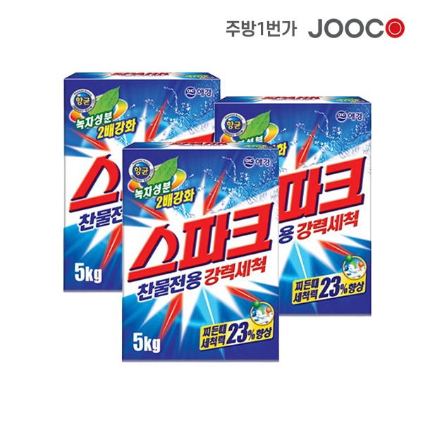 주코(JOOCO) 애경 스파크 카톤 5kg x 3개 세탁세제