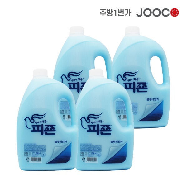 주코(JOOCO) 피죤 섬유유연제 블루 비앙카 용기 2500ml+500ml x 4개